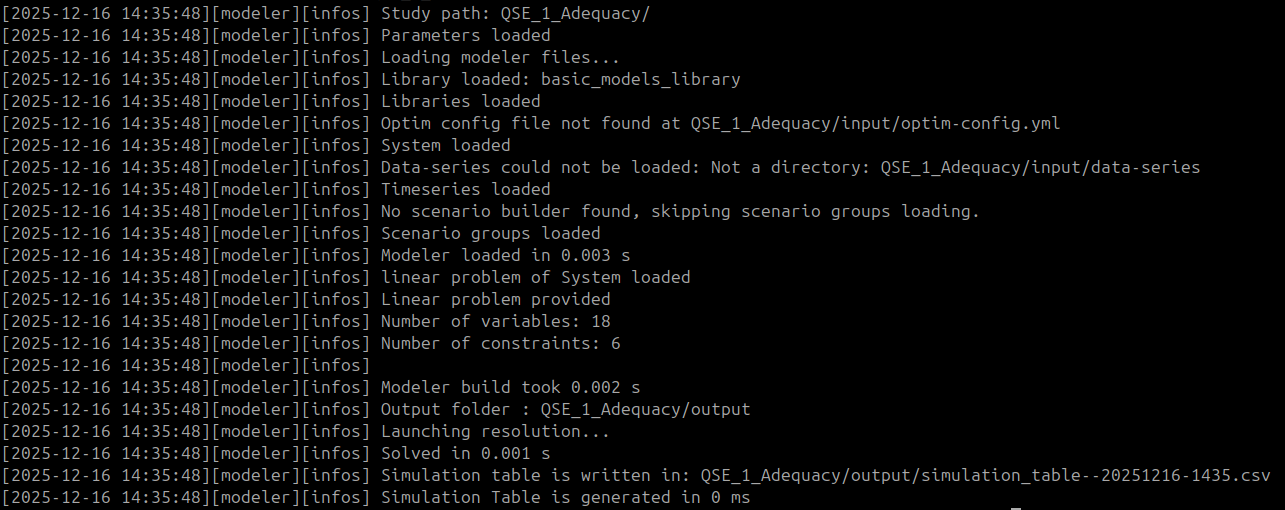 Modeler installation test logs